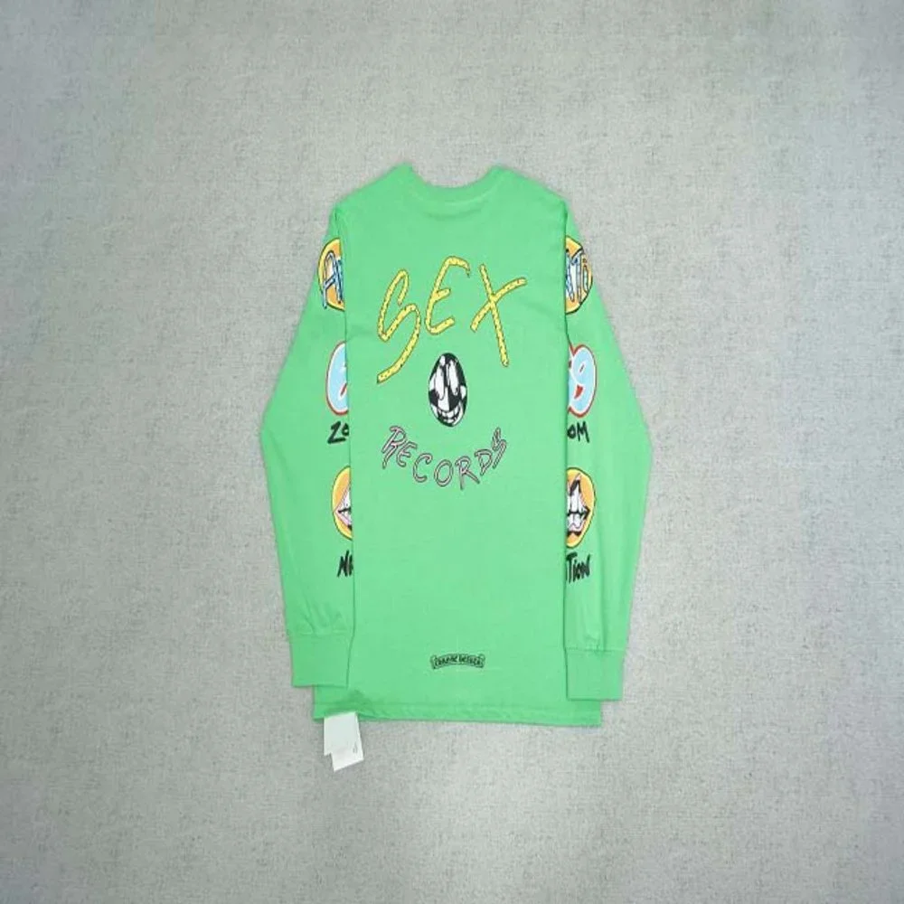 Chrome Hearts Yellow Letter Print Logo T-Shirt - Green Long Sleeve - Picture 6 of 13